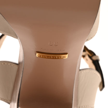Gucci Cosmos Softy Calfskin Wooden Interlocking G Cut-Out 30/120mm Platform Sandals 39 Mystic White 7 of 9