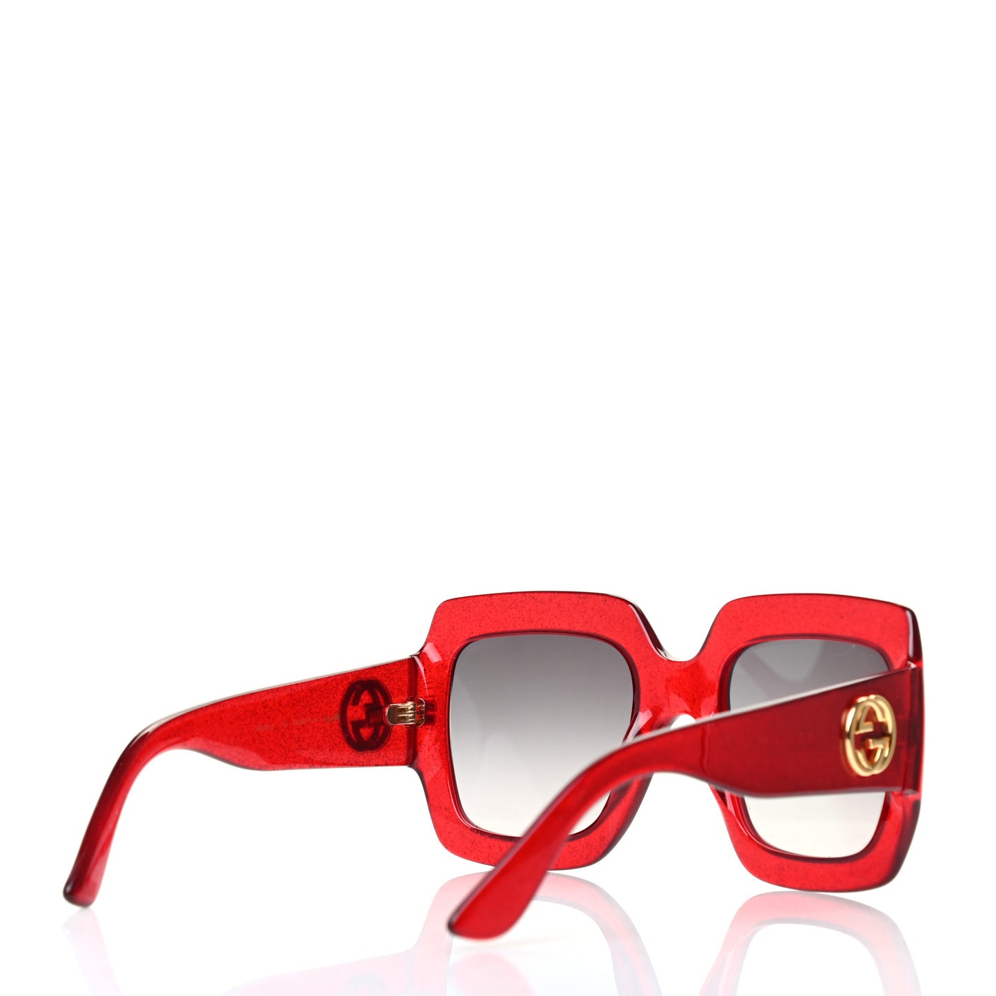 Acetate Square Frame Sunglasses GG0036S Glitter Red