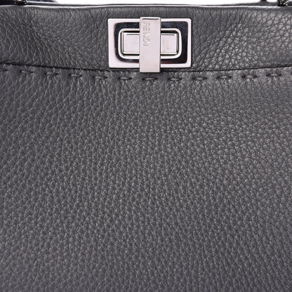 Fendi Cuoio Romano Selleria Bi-Color Mini Peekaboo Iconic Satchel Asfalto Latte 9 of 12