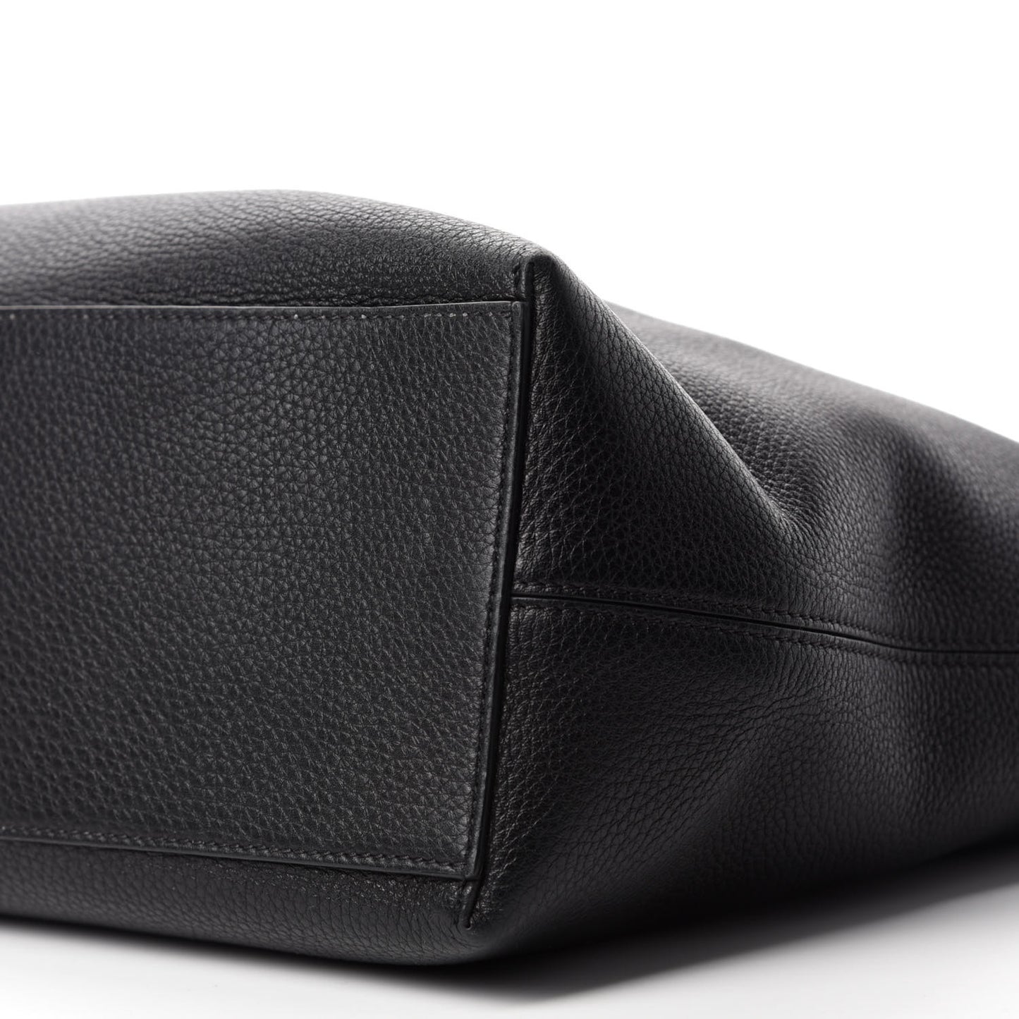 Grained Calfskin Rockstud Shoulder Tote Black