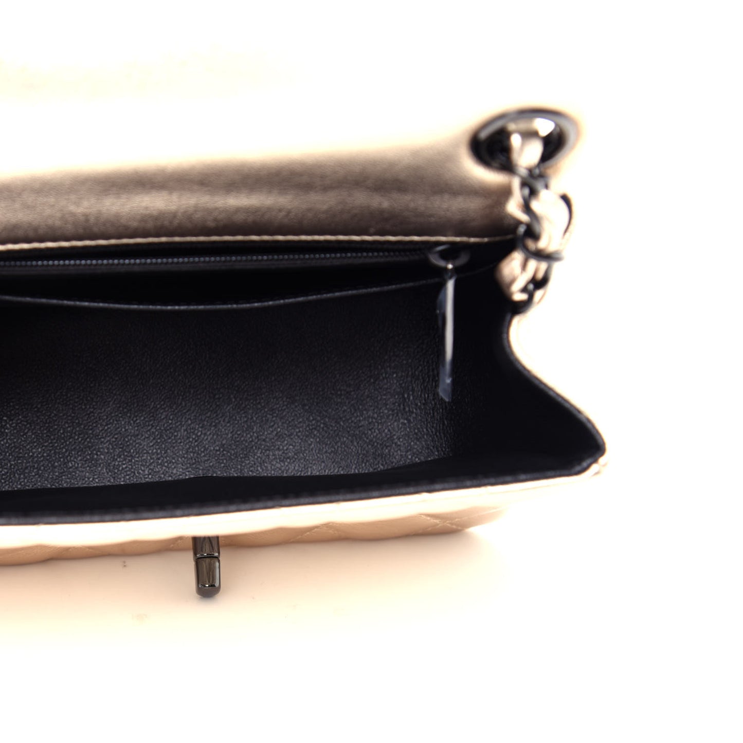 Metallic Lambskin Quilted Mini Square Flap Gold Black