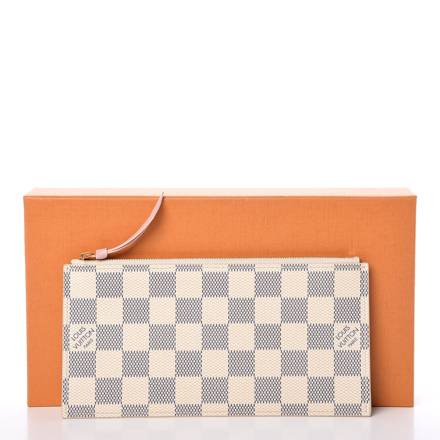 Damier Azur Felicie Chain Wallet Zippered Insert Rose Ballerine