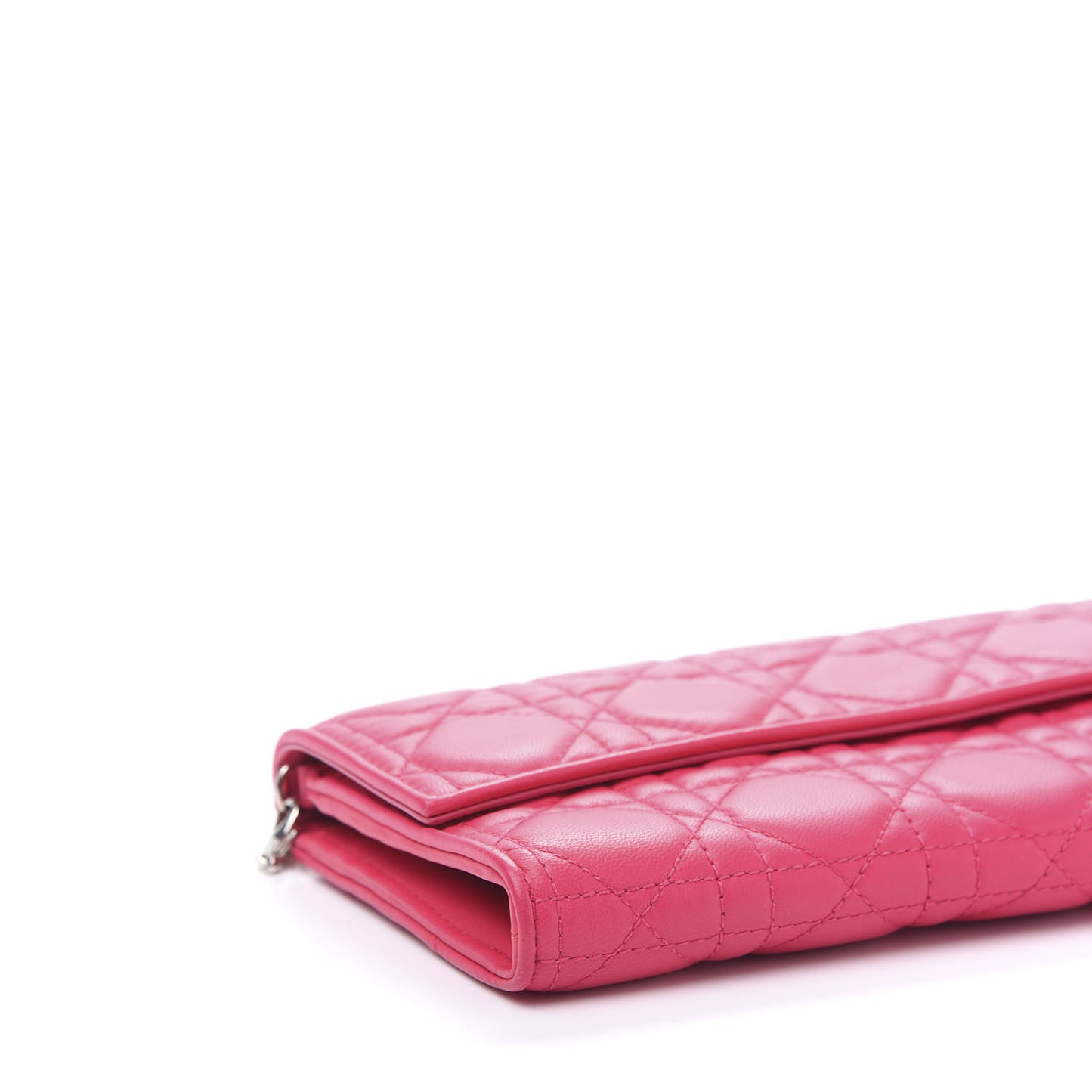 Lambskin Cannage Lady Dior Rendezvous Wallet On Chain Fuchsia