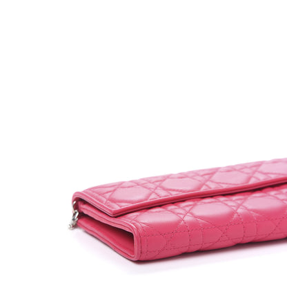 Christian Dior Lambskin Cannage Lady Dior Rendezvous Wallet On Chain Fuchsia 5 of 12