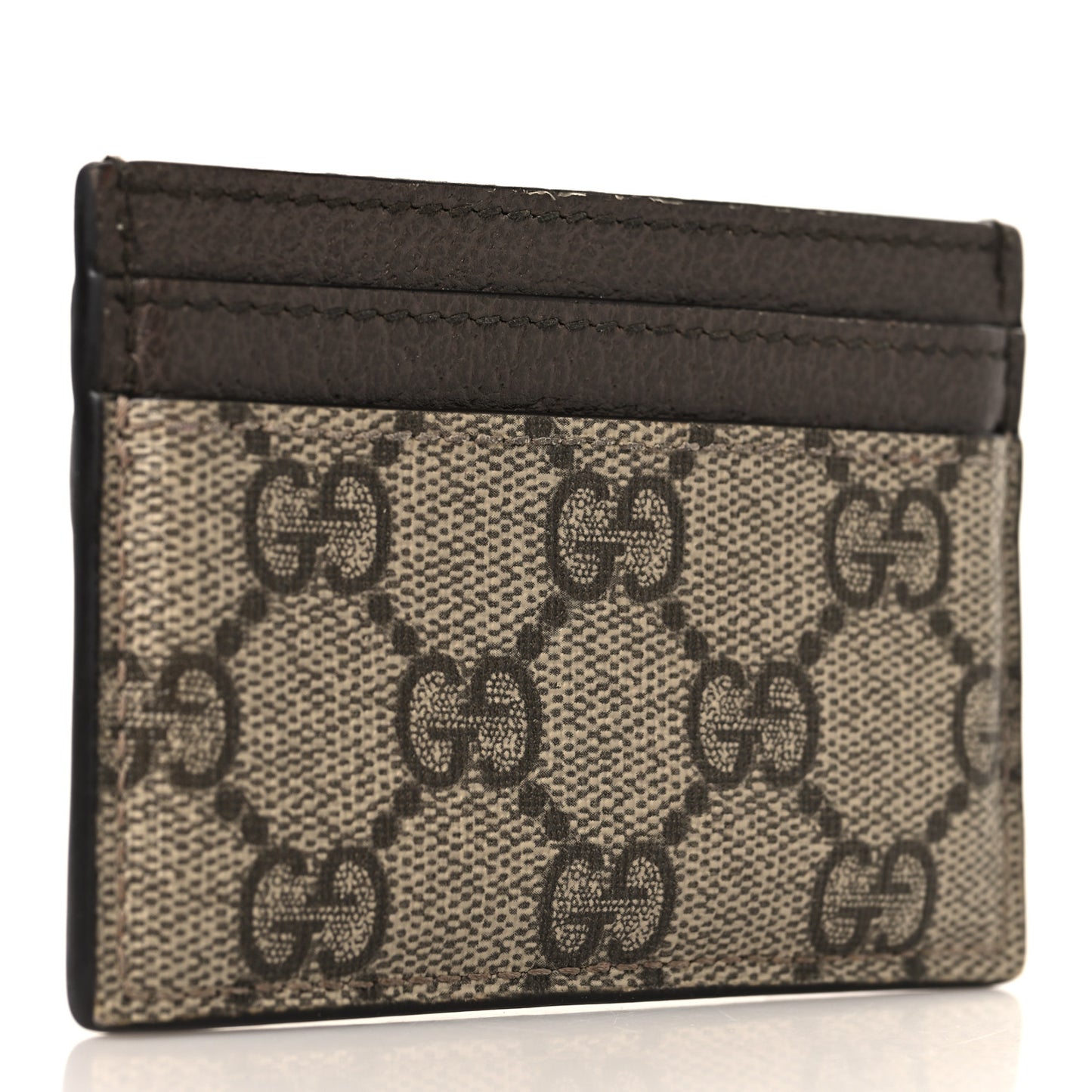 GG Supreme Monogram Textured Dollar Calfskin Ophidia Card Holder Beige Ebony New Acero
