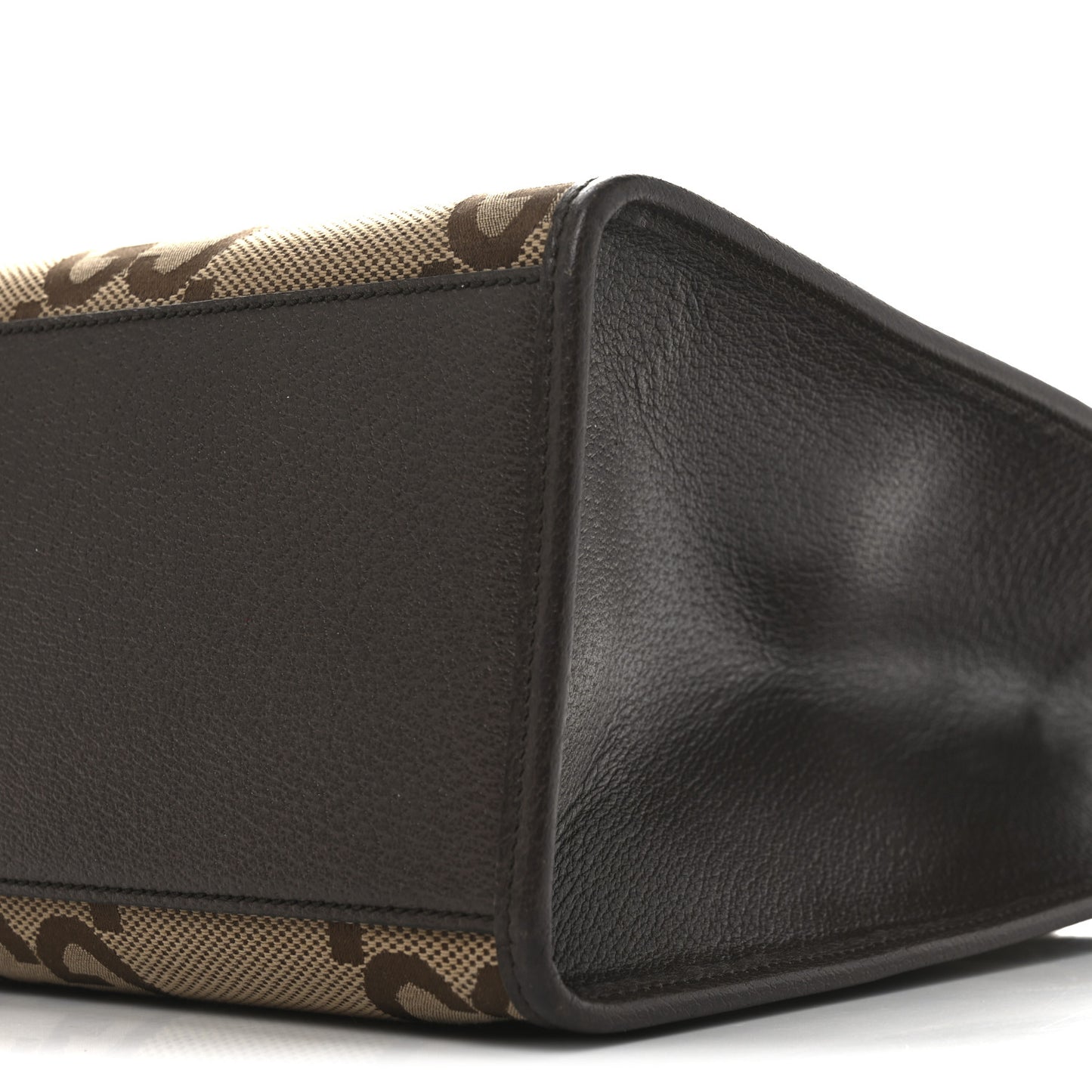 Monogram Jumbo GG Textured Dollar Calfskin Web Tote Bag Camel Ebony New Acero