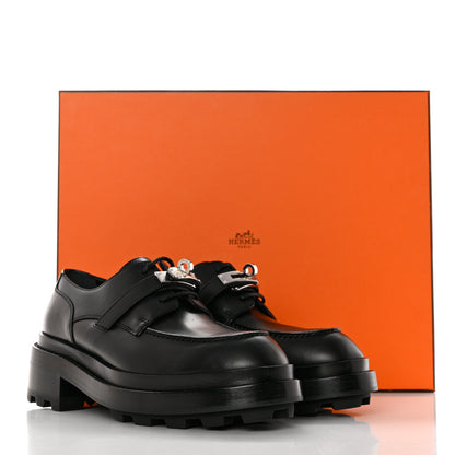 Hermes Glossed Calfskin First Oxford 36 Black 9 of 9