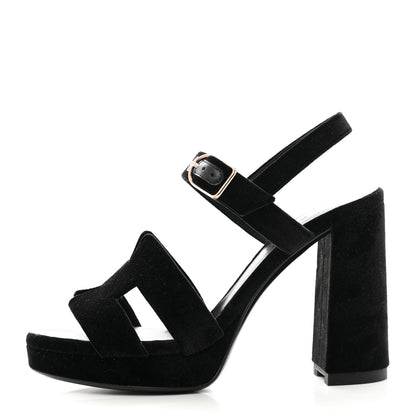 Hermes Velvet Jazz 90 Sandals 36.5 Black 1 of 10