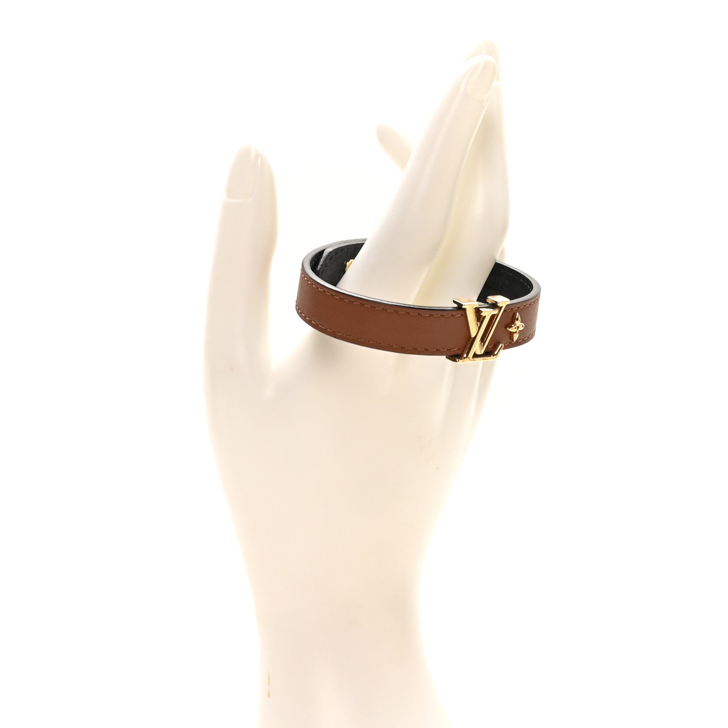 Louis Vuitton Calfskin LV Iconic Bracelet 19 Tan 1848582