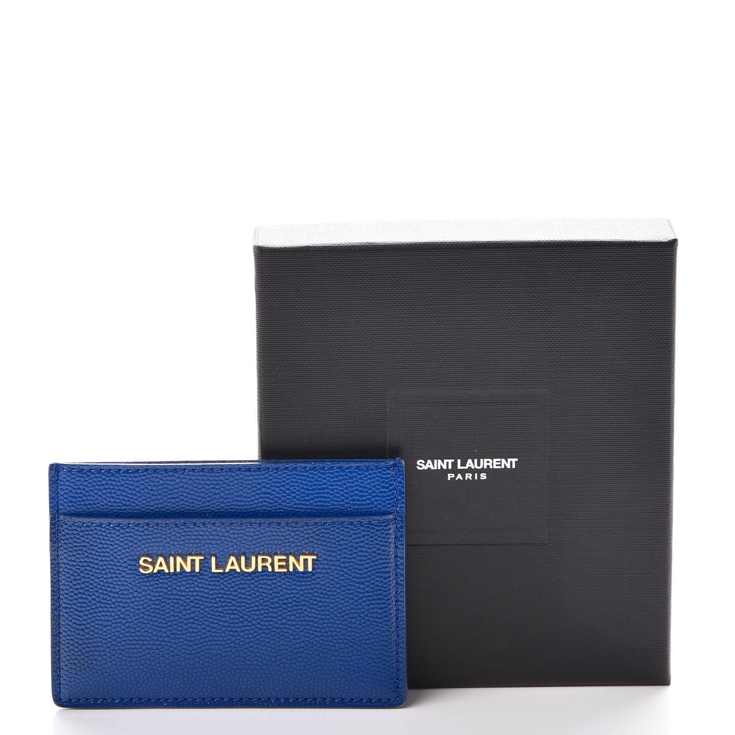 Saint Laurent Grain De Poudre Classic Letters Credit Card Case Blue Majorelle 9 of 9