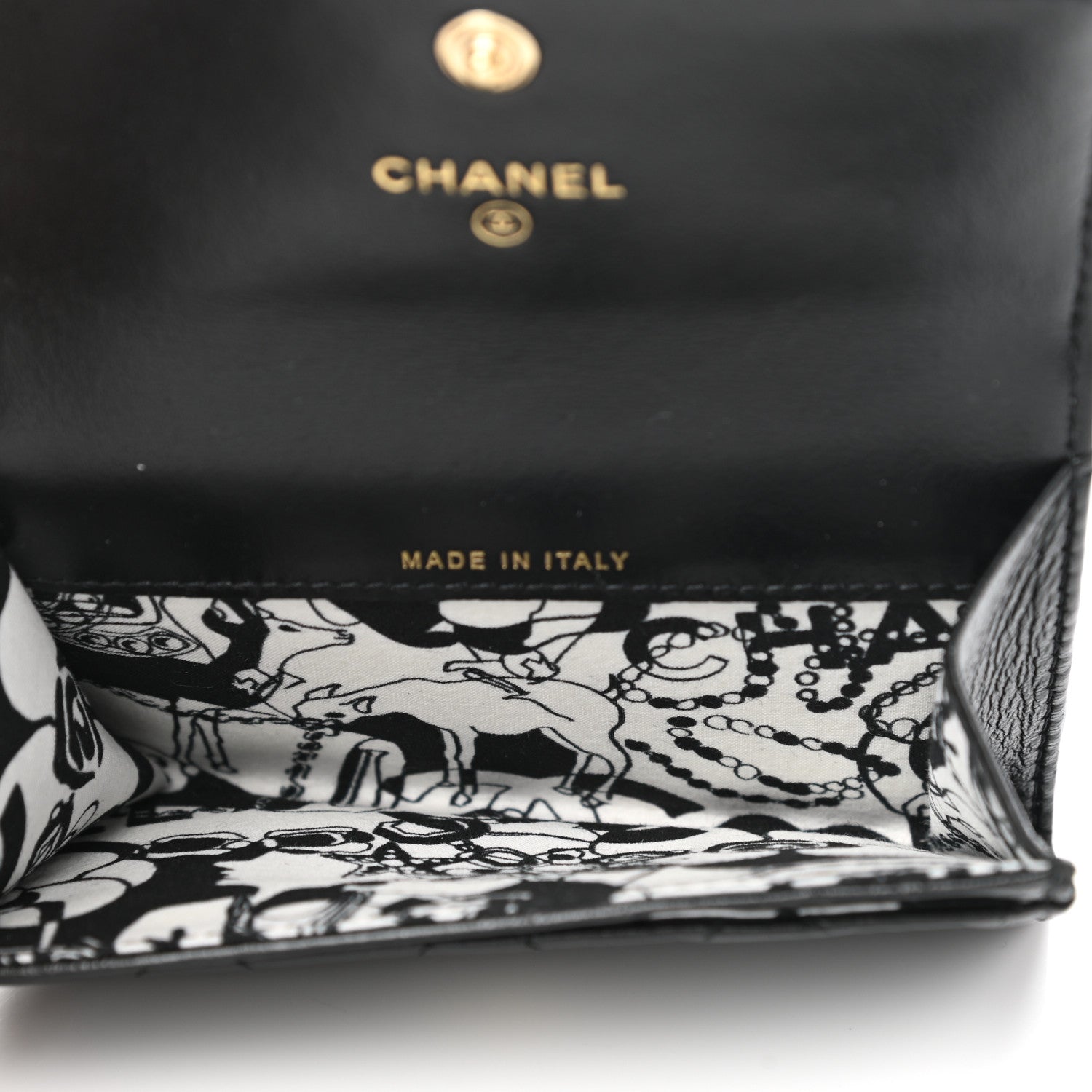 Chanel Lambskin Quilted Flap Card Holder Wallet Black 5 of 10