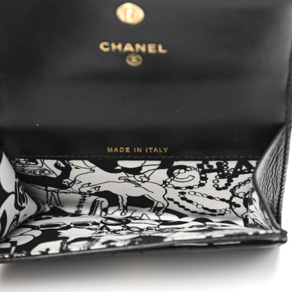 Chanel Lambskin Quilted Flap Card Holder Wallet Black 5 of 10