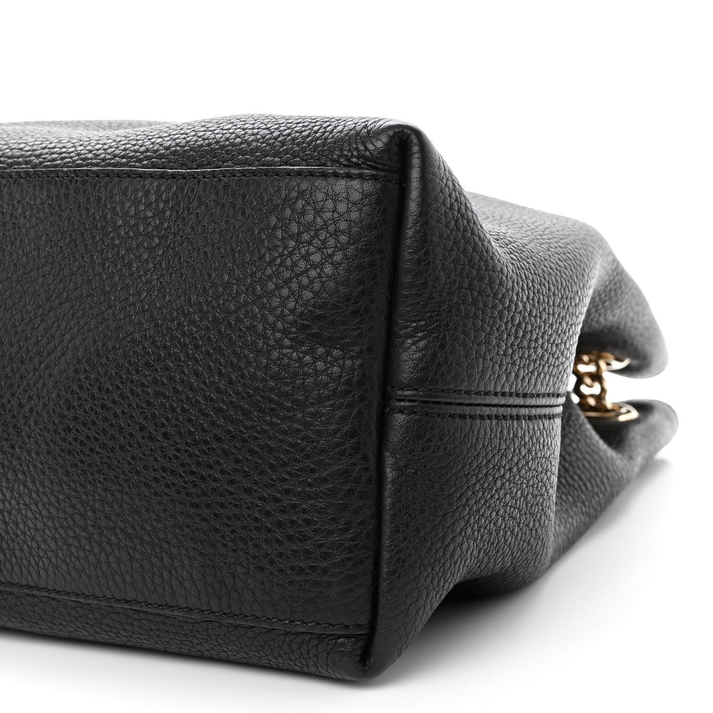 Pebbled Calfskin Medium Soho Chain Shoulder Bag Black