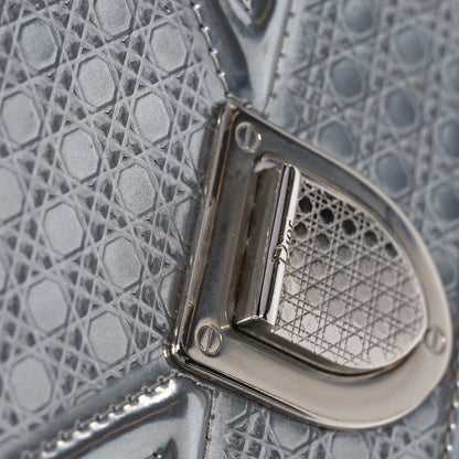 Christian Dior Metallic Patent Micro-Cannage Diorama Wallet on Chain Pouch Silver 13 of 16