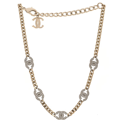Chanel Crystal Chain CC Link Choker Gold Silver 3 of 6