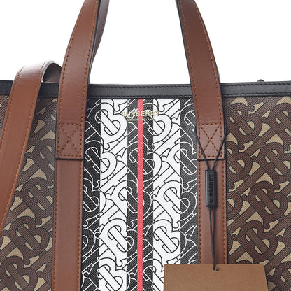 Burberry E-Canvas Monogram Stripe Portrait Tote Bag Bridle Brown 10 of 14