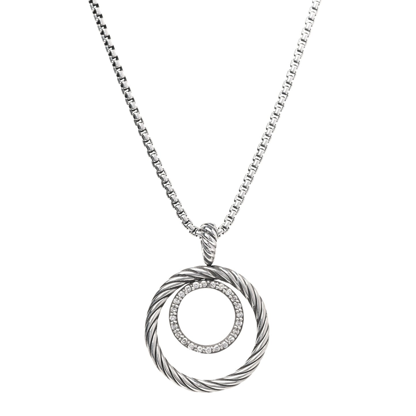 Sterling Silver Diamond Mobile Circle Pendant Necklace