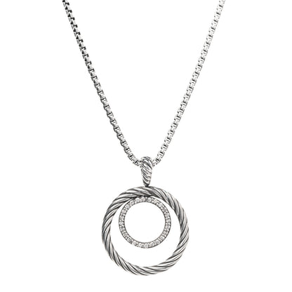 David Yurman Sterling Silver Diamond Mobile Circle Pendant Necklace 1 of 4