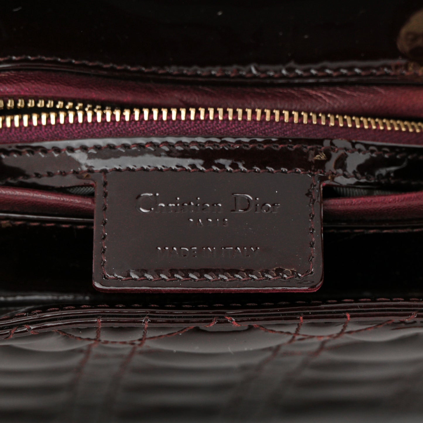Patent Cannage Large Lady Dior Burgundy