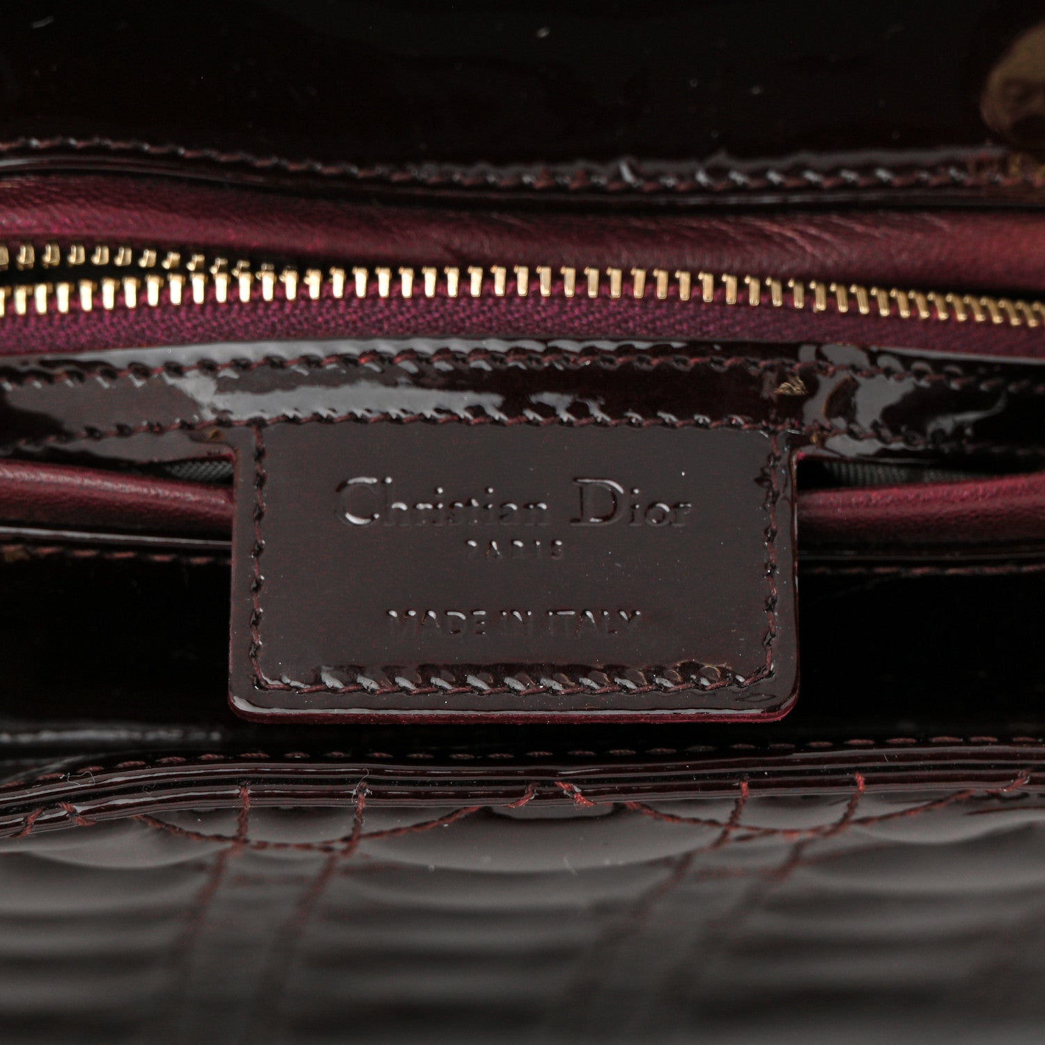 Christian Dior Patent Cannage Large Lady Dior Burgundy 6 of 12