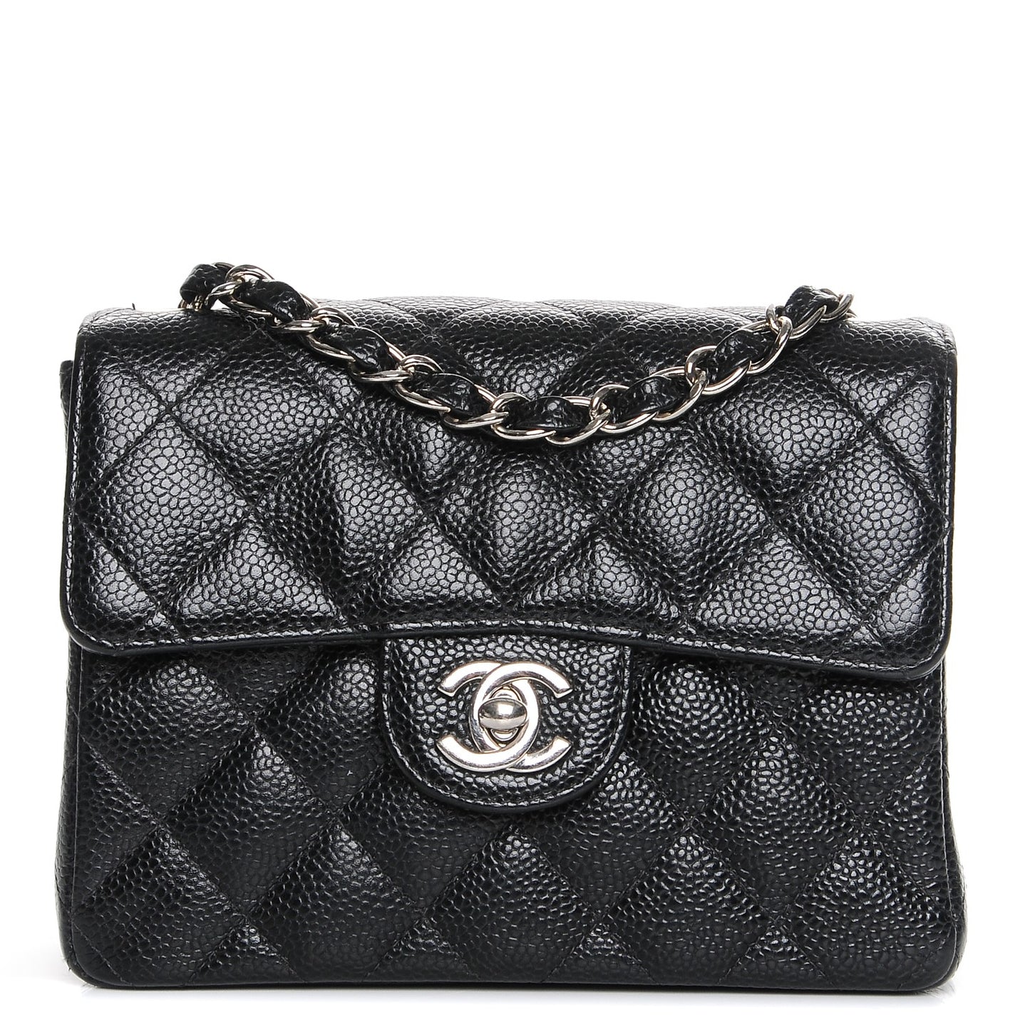 Caviar Quilted Mini Square Flap Black