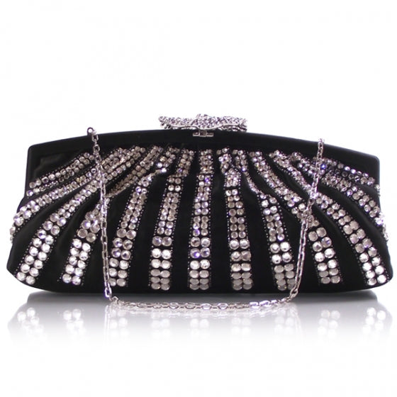 Valentino Garavani Satin Jeweled Crystal Flower Clutch 1 of 7