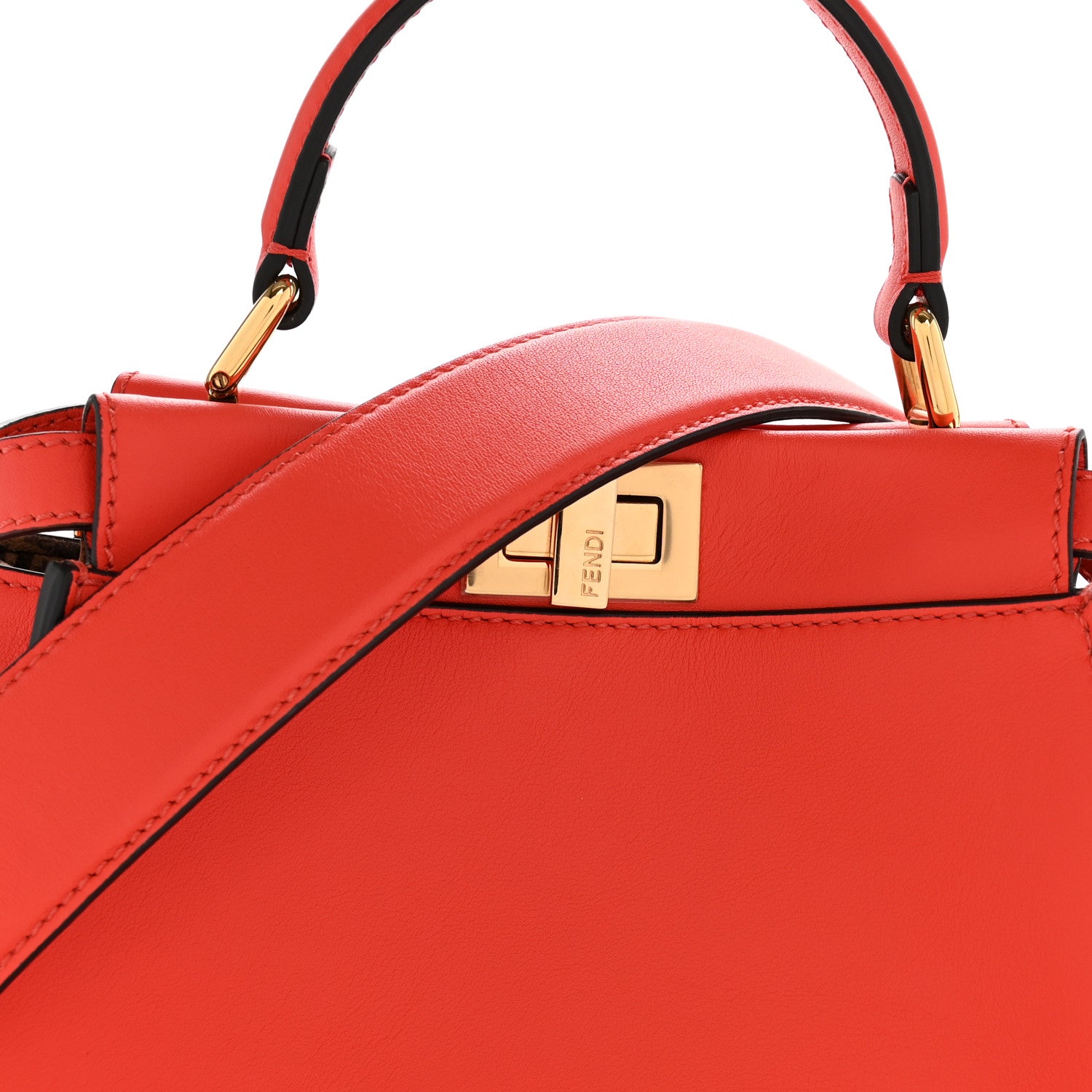 Fendi Vitello Seta Suede FF Mini Peekaboo Iconic Satchel Tulipano Miele Moro 8 of 12
