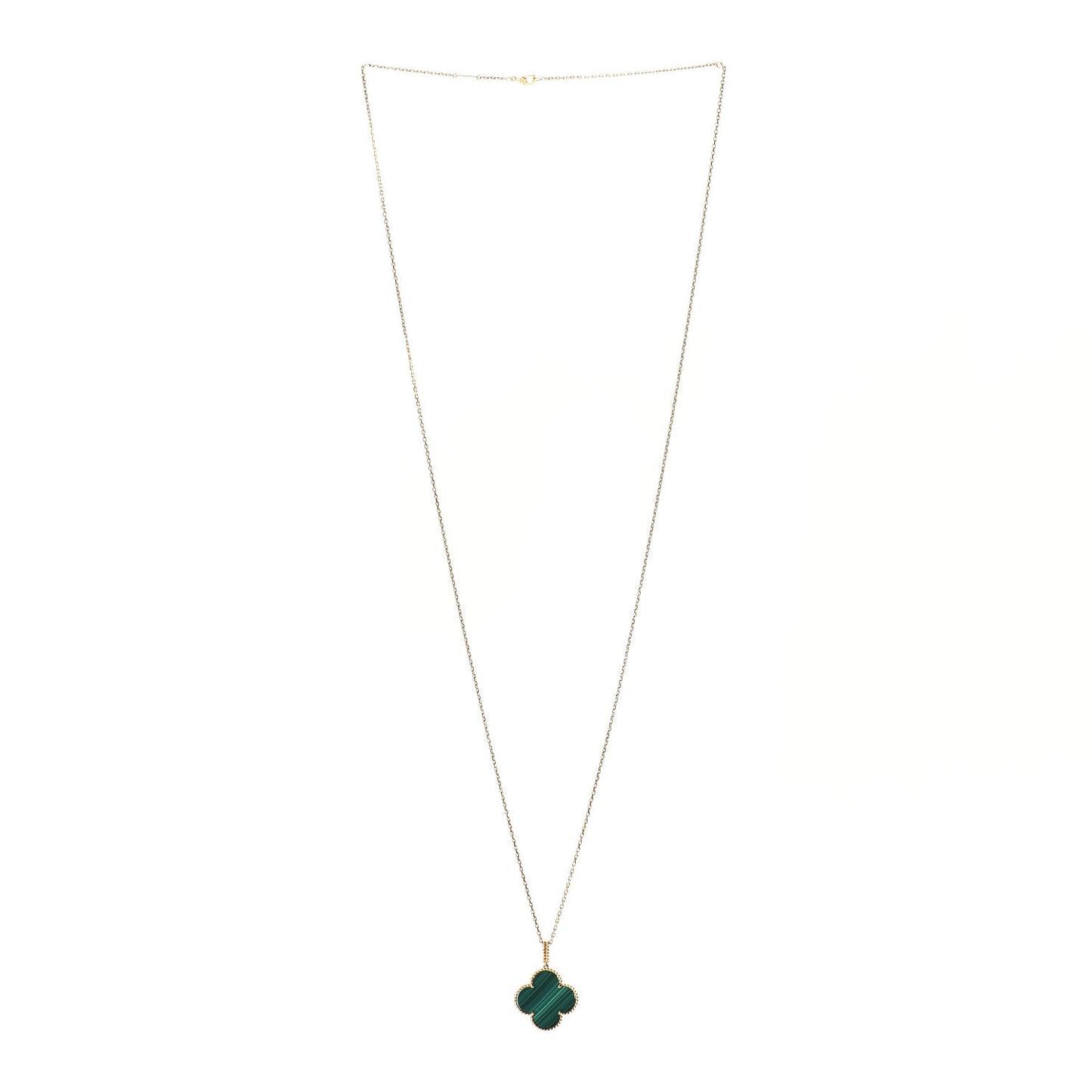 18K Yellow Gold Malachite Magic Alhambra Pendant Necklace