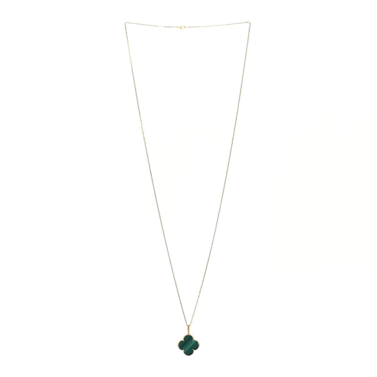 Van Cleef & Arpels 18K Yellow Gold Malachite Magic Alhambra Pendant Necklace 3 of 4
