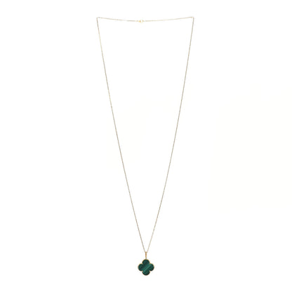 Van Cleef & Arpels 18K Yellow Gold Malachite Magic Alhambra Pendant Necklace 3 of 4