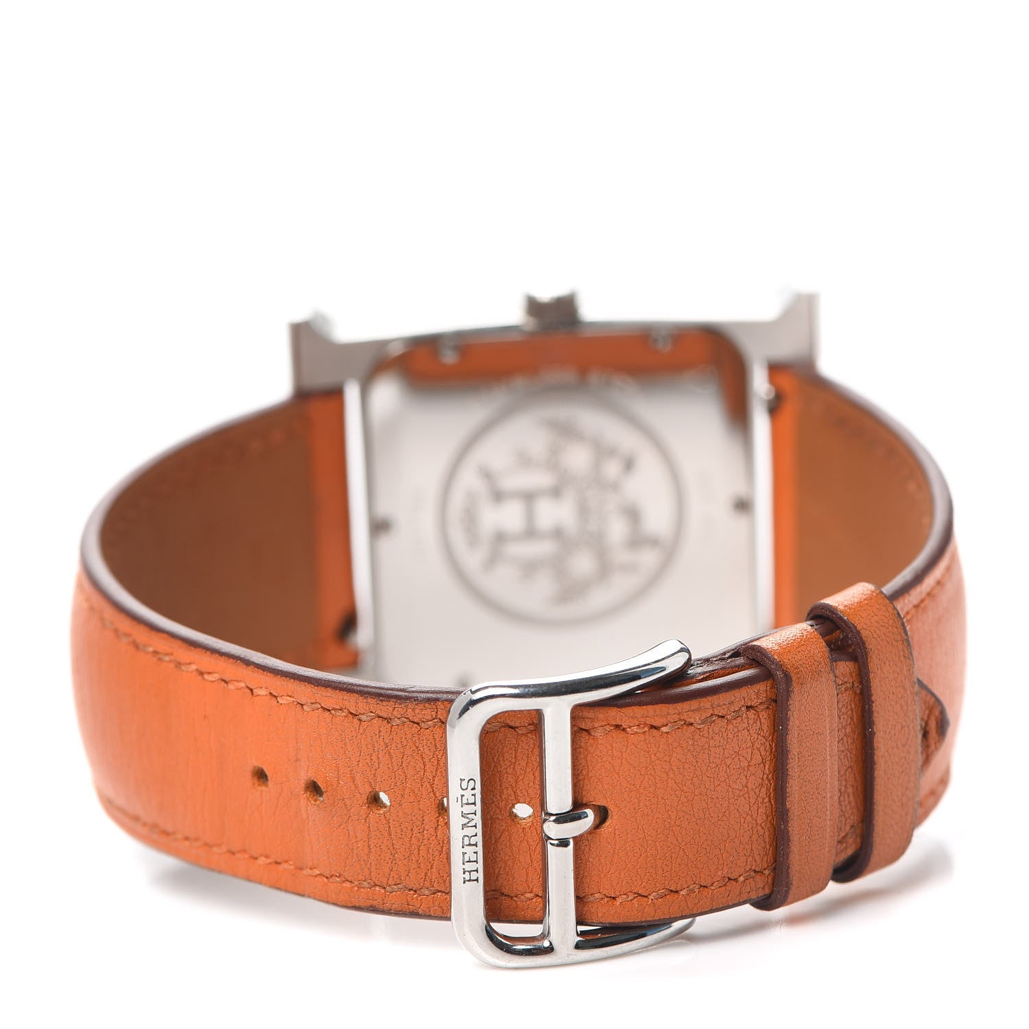 Hermes Stainless Steel Swift 30.5mm Heure H Hour Quartz Watch Orange 3 of 5