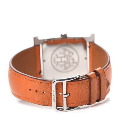 Hermes Stainless Steel Swift 30.5mm Heure H Hour Quartz Watch Orange 3 of 5
