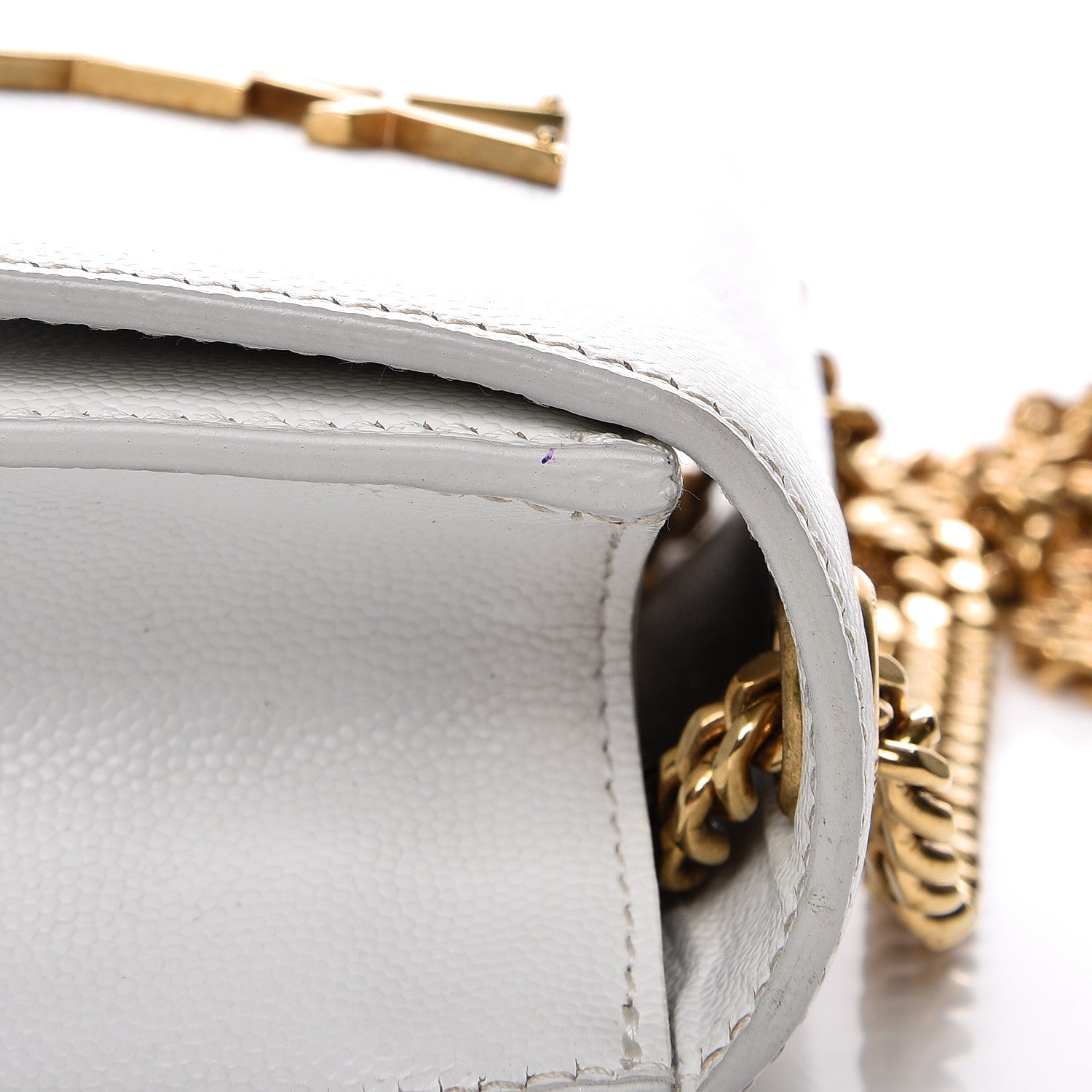 Saint Laurent Grain De Poudre Small Monogram Kate Satchel Optical White 10 of 10