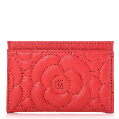 Chanel Caviar Camellia Quilted Card Holder Red 1 of 9