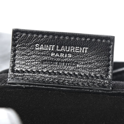 Saint Laurent Calfskin Crocodile Embossed Bold Shopper Tote Black 5 of 6