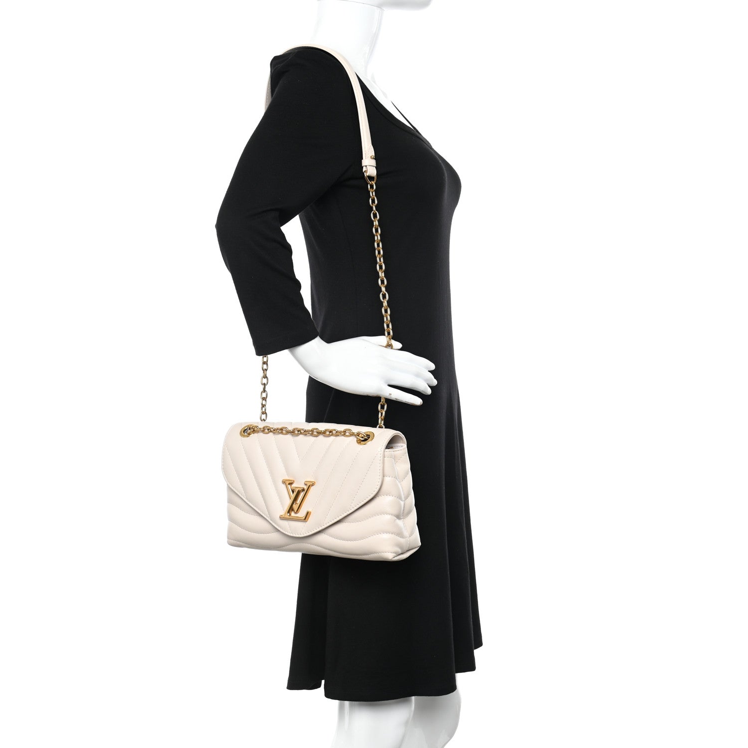 Louis Vuitton Calfskin LV New Wave Chain Bag Ivory 2 of 9