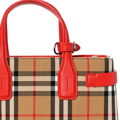 Burberry Goatskin Vintage Check Small Banner Tote Bright Red 10 of 12