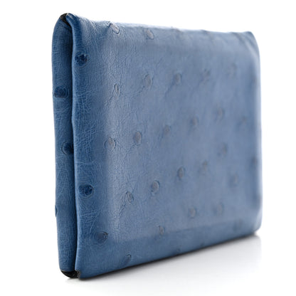 Hermes Ostrich Calvi Card Case Cobalt 3 of 8