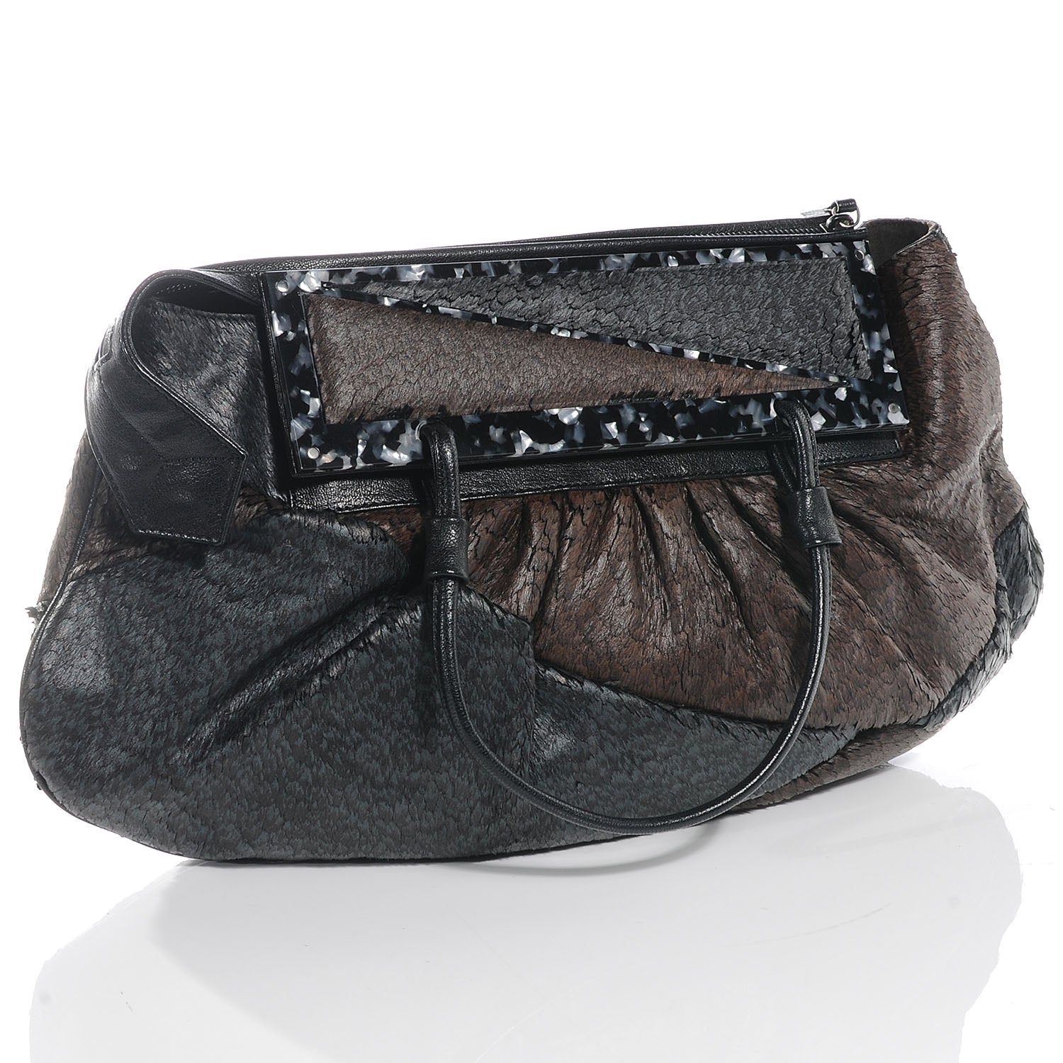 Fendi Calf Hair To You Convertible Clutch Grey 3 of 7