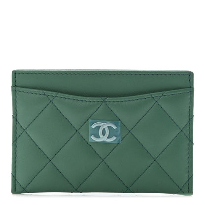 Chanel Lambskin Quilted Card Holder Green 1 of 10