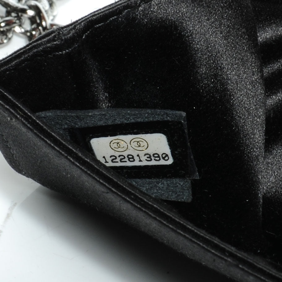 Chanel Satin Diamante Evening Clutch Bag Black 8 of 8