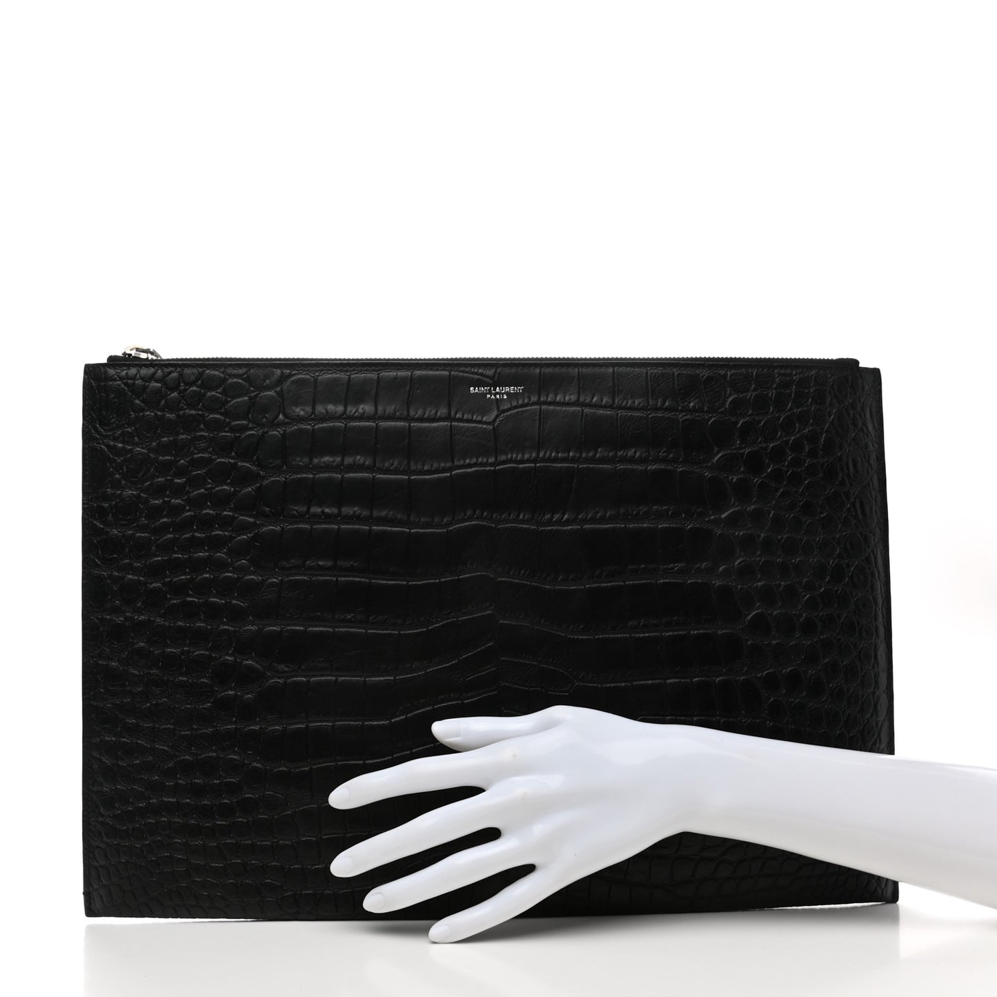 Calfskin Crocodile Embossed Document Holder Black