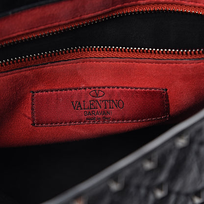 Valentino Garavani Craquele Nappa Large Rockstud Spike Shoulder Bag Black 6 of 10
