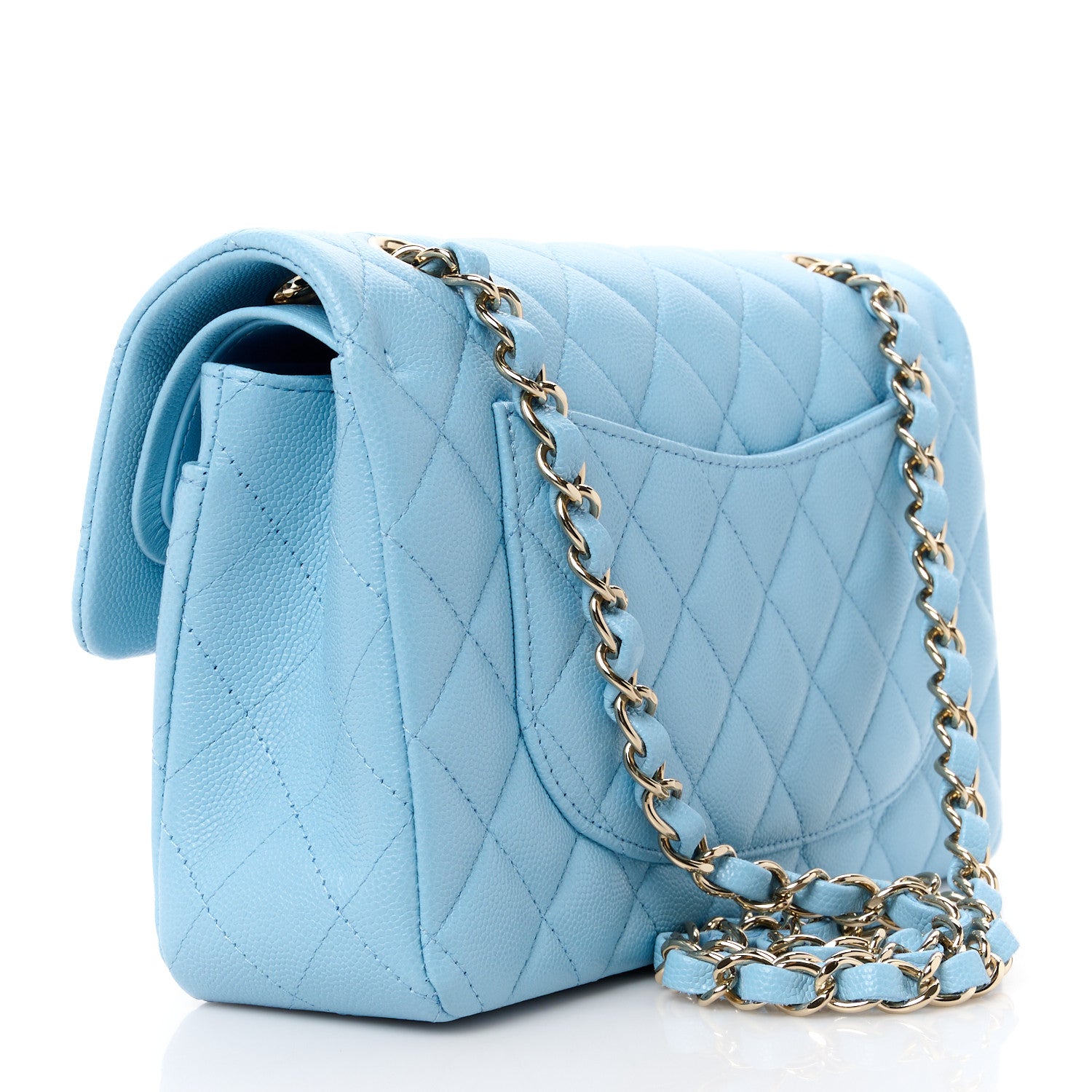 Chanel Caviar Quilted Small Double Flap Light Blue 3 of 12
