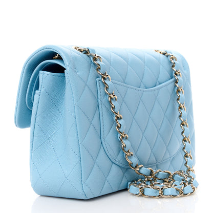 Chanel Caviar Quilted Small Double Flap Light Blue 3 of 12
