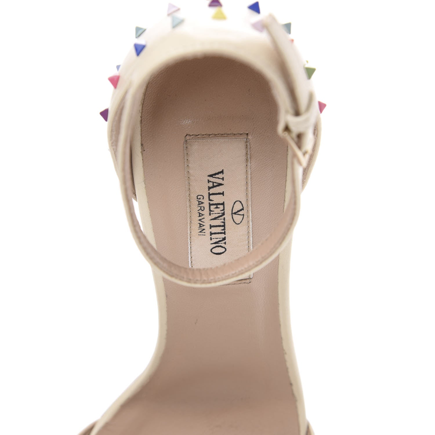 Valentino Garavani Nappa Rainbow Rockstud D'Orsay 105mm Sandals 35.5 Light Ivory Multicolor 6 of 9