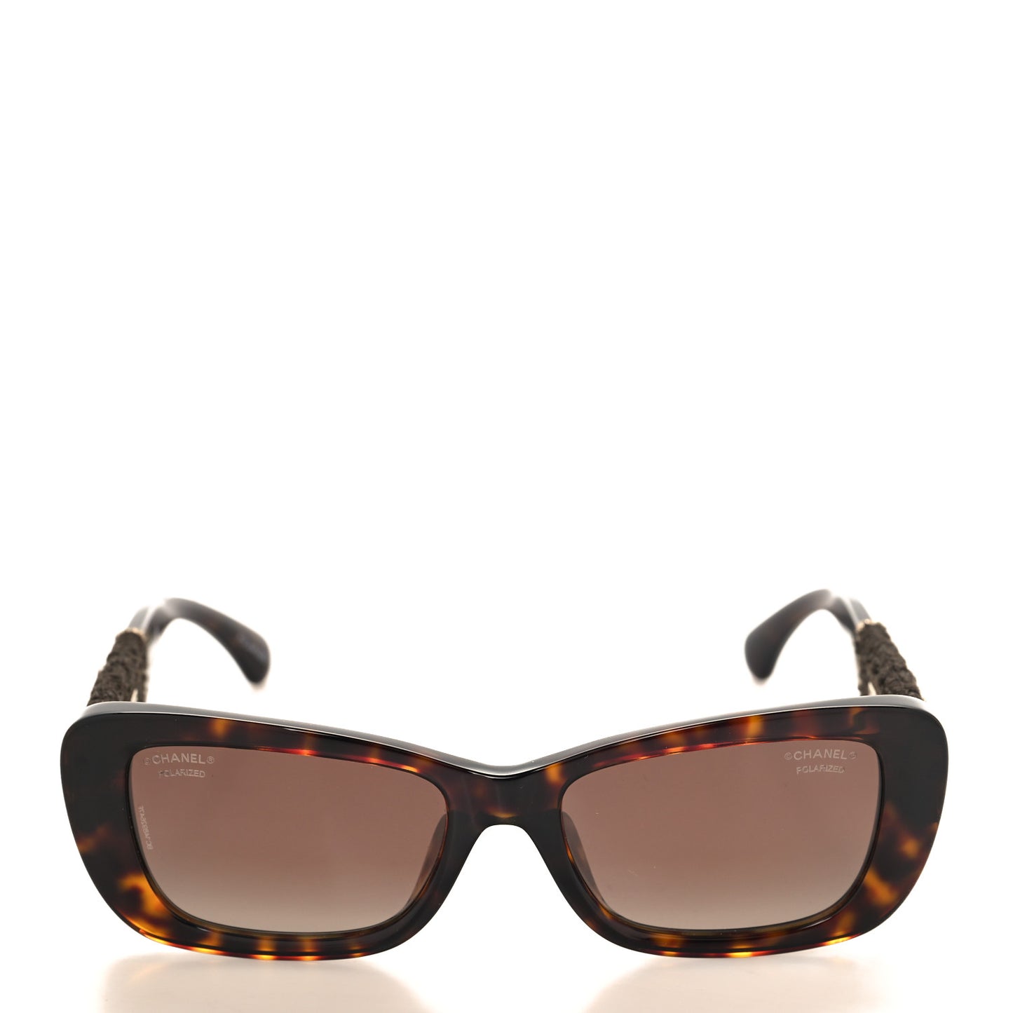 Acetate Tweed Wool CC Rectangle Sunglasses 5514 Tortoise