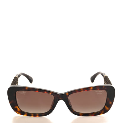 Chanel Acetate Tweed Wool CC Rectangle Sunglasses 5514 Tortoise 2 of 8