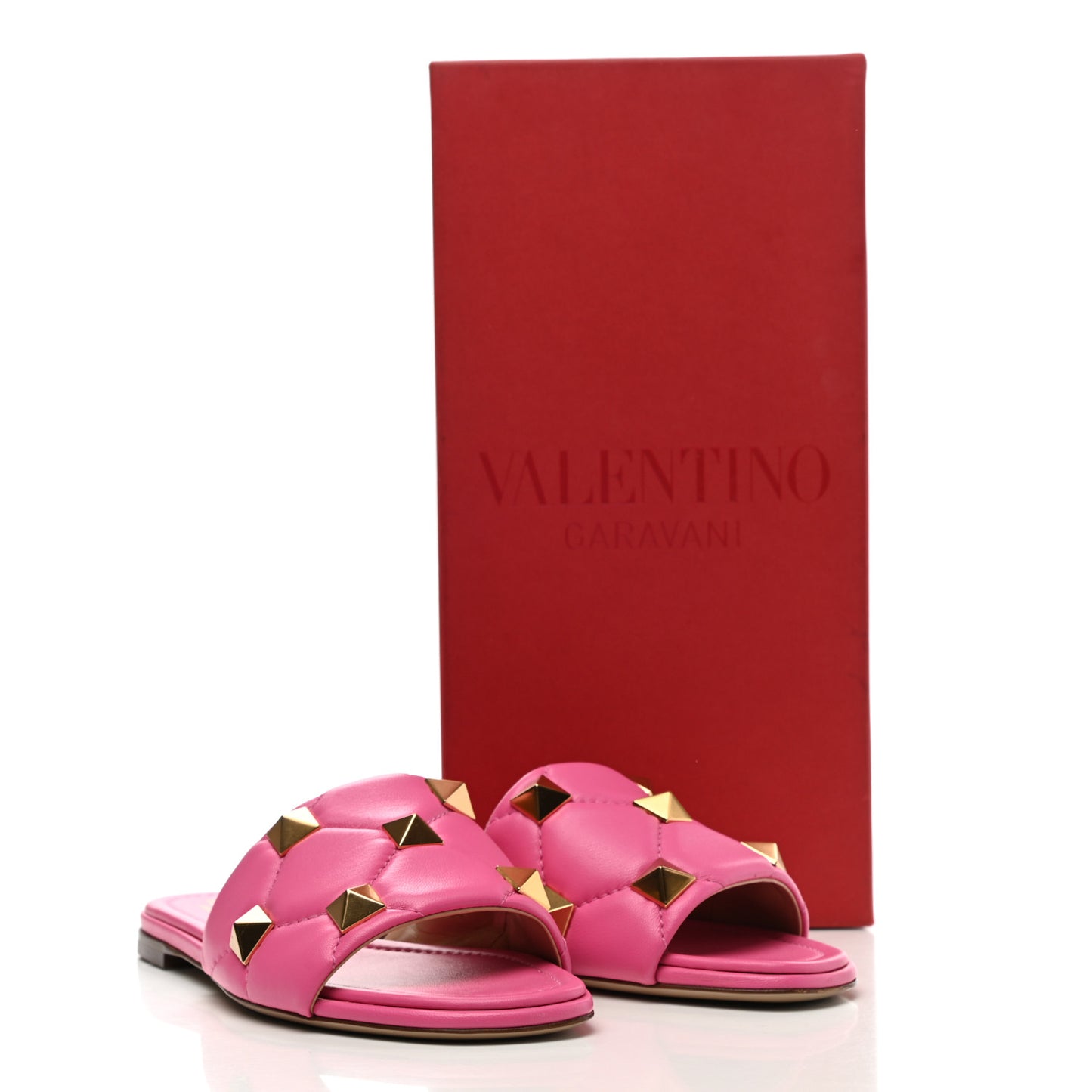 Nappa Roman Stud Flat Slide Sandals 37 Feminine Pink