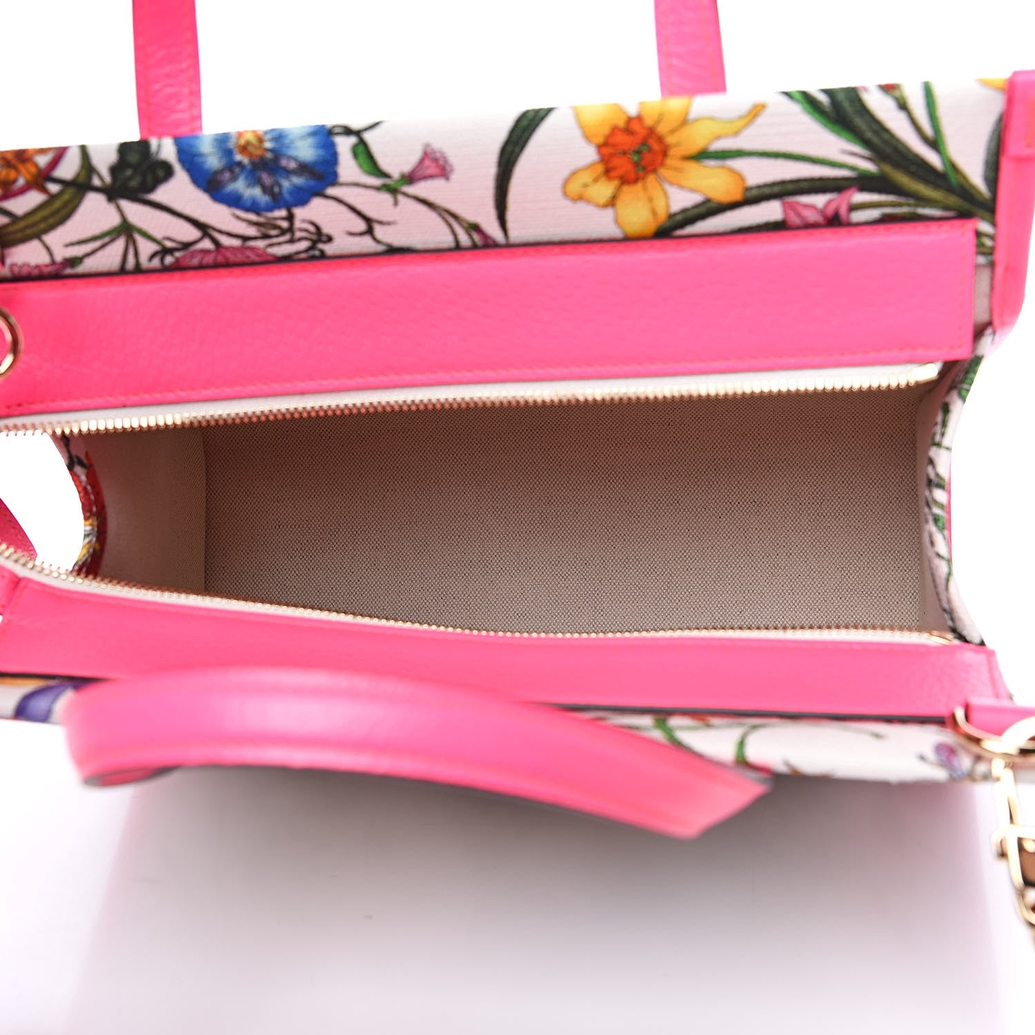 Gucci Canvas Medium Flora Tote Fuchsia 5 of 9